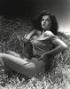 Jane Russell Posed on Horse House Portrait Photo Print - Item # VARCEL687415