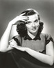 Jane Russell Portrait in Black Sheer Silk Top Short Sleeve Lace Dress with Right Hand on the Forehead Photo Print - Item # VARCEL687492