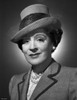 Jane Cowl Portrait in Grey Tweed Suit Dress and Pearl Necklace with Lace Straw Hat Photo Print - Item # VARCEL696431