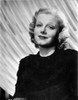 Jean Harlow Portrait in Black Round Neck Ruffled Long Sleeve Linen Dress Photo Print - Item # VARCEL696727