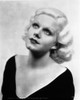Jean Harlow Portrait in Black Deep V-Neck Long Sleeve Shoulder Dress with Eyes Looking Up Photo Print - Item # VARCEL696870