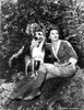 Yvonne Decarlo posed Along With Her Dog in Black and White Photo Print - Item # VARCEL697274