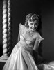 Gloria DeHaven smiling in White Dress in Black and White Photo Print - Item # VARCEL697514