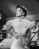 Katharine Hepburn in Black and White Portrait wearing White Lace Dress Photo Print - Item # VARCEL699063