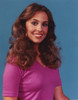 Genie Francis smiling in Blue Background Portrait Photo Print