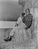Alan Ladd sitting on a Hay Stack with a Dog in Black and White Portrait Photo Print - Item # VARCEL689800