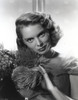 Janet Leigh Close Up Portrait in Black Sheer Drape Sleeve Shoulder Dress and Silver Necklace in White Background Photo Print - Item # VARCEL690193