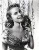 Janet Leigh Close Up in Classic Portrait in Grey Silk Drape Shoulder Dress with Left Hand Holding a Black Lace Headband Photo Print - Item # VARCEL690238