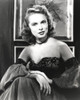 Janet Leigh Close Up in Classic Portrait in Black Silk Strapless Dress and Flase Sleeves with Hands on the Lap Photo Print - Item # VARCEL690240
