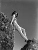 Mary Anderson Leaning on a Rock in Black and White Photo Print - Item # VARCEL692901