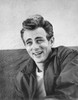 James Dean Portrait in Black Silk Jacket and White Round Neck T-Shirt with Pompadour Hair Photo Print - Item # VARCEL694166