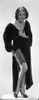 Raquel Torres Showing Right Leg Pose wearing Black Dress in Black and White Portrait Photo Print