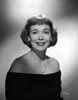 Jane Wyman Portrait in Black Velvet Long Sleeve Shoulder Dress and Pearl Necklace with Pearl Earrings Photo Print - Item # VARCEL705904
