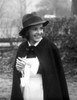 Jeanne Moreau Portrait in White Blouse and Black Linen Mantle with Brimmed Hat Photo Print - Item # VARCEL707667