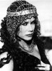 Barbara Hershey Pose wearing Metal Headdress in Black and White Portrait Photo Print - Item # VARCEL707792