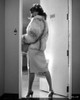 Rachel Ward Posed wearing Fur Coat in Black and White Portrait Photo Print - Item # VARCEL708166