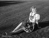A portrait of Margaret Hayes sitting on a field Photo Print - Item # VARCEL708396