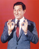 Danny Thomas Posed in Blue Caot and Red Background Photo Print - Item # VARCEL708774