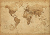 World Map Antique Style Poster Print