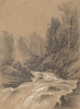 Mountain Landscape, Stream and Waterfall  Poster Print by William Hart