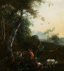 Mountainous Landscape with Waterfall  Poster Print by Adam Pynacker