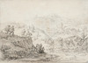 Hilly Landscape with Stream and Figures  Poster Print by Herman Saftleven