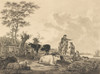Landscape with Cattle, Sheep, and Herders  Poster Print by Jacob van Strij
