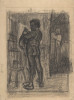 Standing man with beer mugs Poster Print by F√É¬©licien Rops