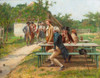 The boule players Poster Print by Adrien Moreau