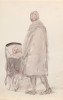 A Woman Pushing a Child in a Pram Poster Print by Michael Healy
