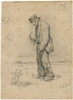 Old bent man with walking stick and bundle under his arm  Poster Print by Floris Verster