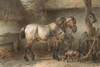 Paard en hond in een stal  Poster Print by Wouterus Verschuur