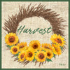 Autumn Sunflower Wreath - Burlap Poster Print - Paul Brent