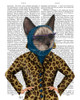 Cat with Leopard Jacket Poster Print - Funky Fab