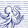 Blue Nautical on Stripes I Poster Print - Patricia Pinto