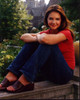 Katie Holmes Sitting On Railing With Legs Up Photo Print