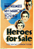 Heroes For Sale From Top: Richard Barthelmess Aline Macmahon Loretta Young On Midget Window Card 1933. Movie Poster Masterprint - Item # VAREVCMCDHEFOEC003H