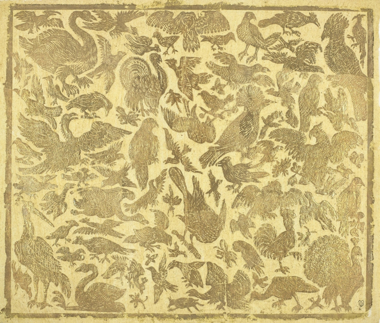 Yellow Brocade Paper Decorated With Gold Birds, C. 1750-1800. Leaf Includes Domesticated And Wild Birds Poster Print - Item # VAREVCHISL041EC717 - Posterazzi yellow-brocade-paper-decorated-with-gold-birds-c-1750-1800-leaf-includes-domesticated-and-wild-birds-poster-print-item-varevchisl041ec717-posterazzi