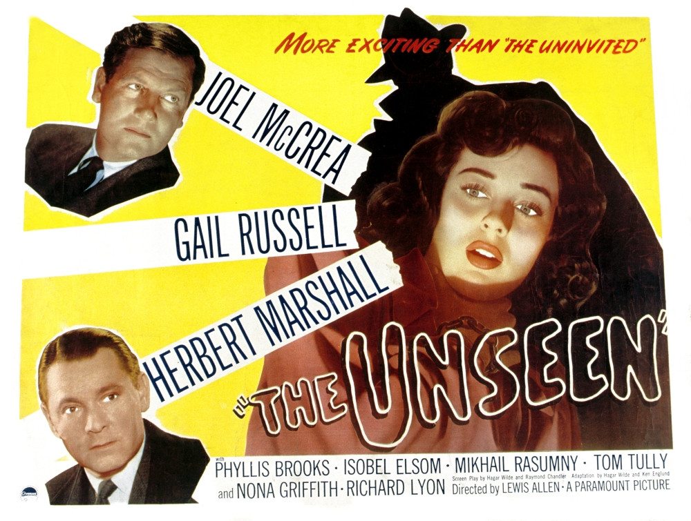 The Unseen Joel Mccrea Herbert Marshall Gail Russell 1945 Movie Poster