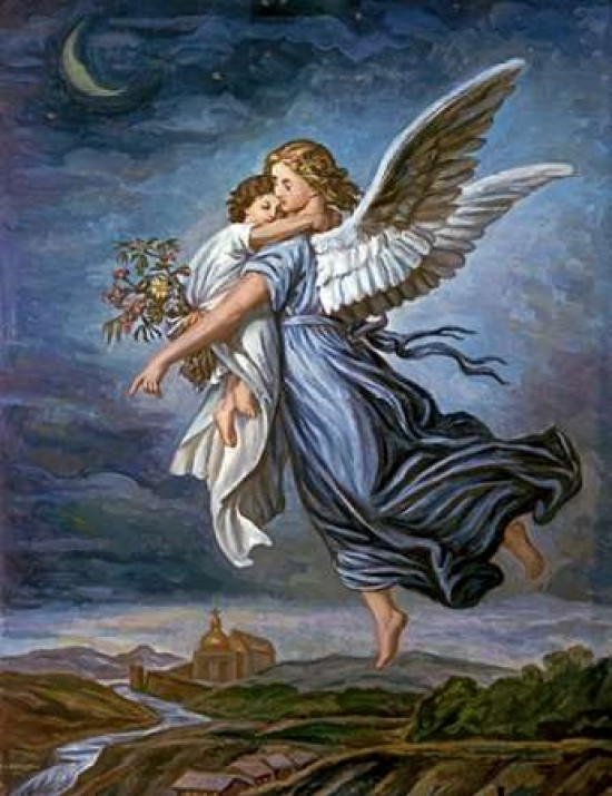 絵画 ANGEL The Guardian Angel Poster Print by Wilhelm Von Kaulbach - Item
