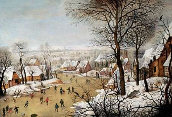 A Winter Landscape With Skaters and a Bird Trap Poster Print by