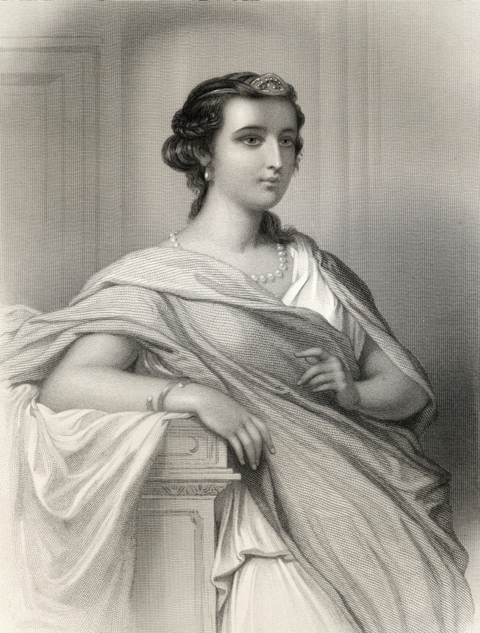 Aspasia Of Milet, Born Around 460/480 B.C. - ? Greek Courtesan.Engraved By  Francis Holl After G. Staal. From The Book World Noted Women By Mary Cowden 