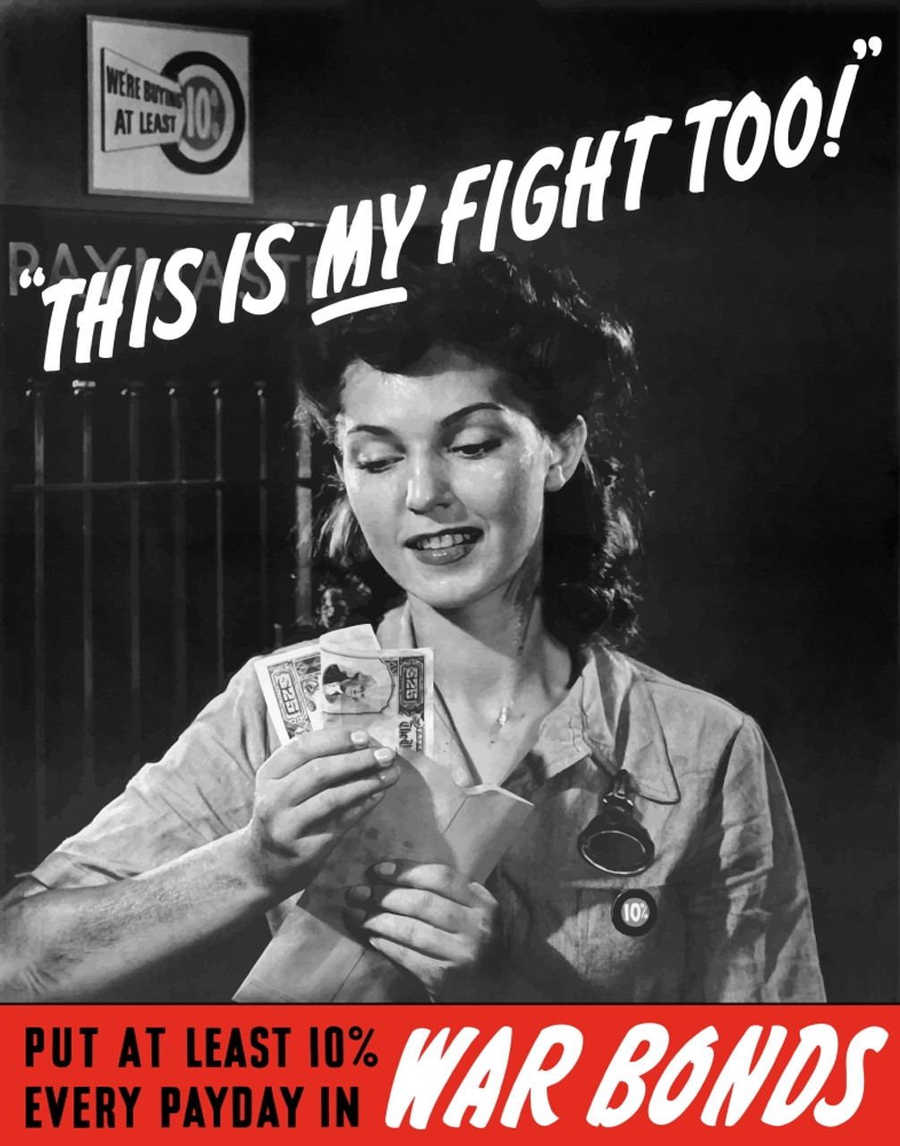 World War II poster of a female factory worker holding her earnings Poster Print - Item # VARPSTJPA100421M - Posterazzi world-war-ii-poster-of-a-female-factory-worker-holding-her-earnings-poster-print-item-varpstjpa100421m-posterazzi
