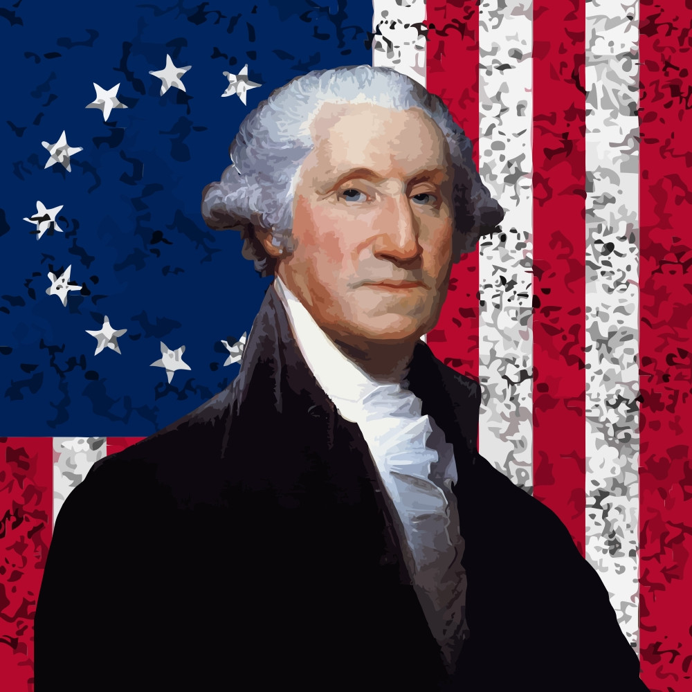 Digitally restored vector portrait of George Washington Poster