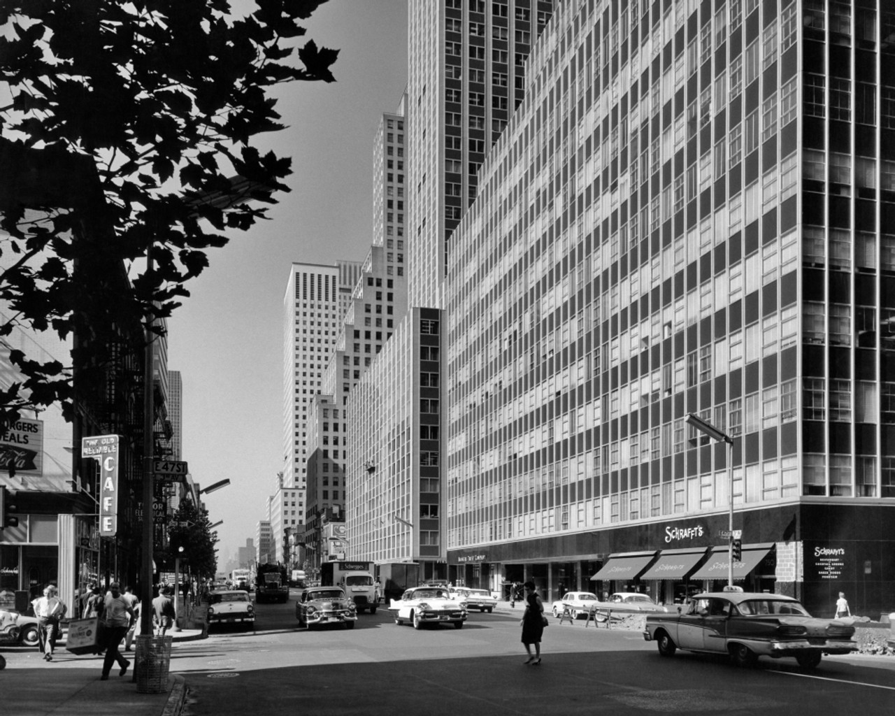1950s-1960s Looking South On Third Avenue At 47Th Street Manhattan New York  City Ny Usa Print By Vintage Collection - Item # PPI179028LARGE