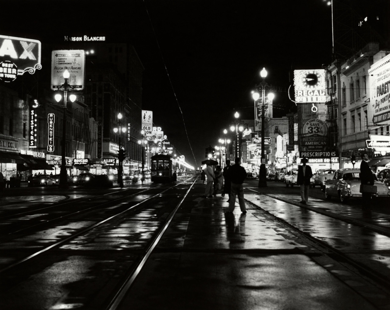 1950s Night Scene Canal Street New Orleans Louisiana Usa Poster