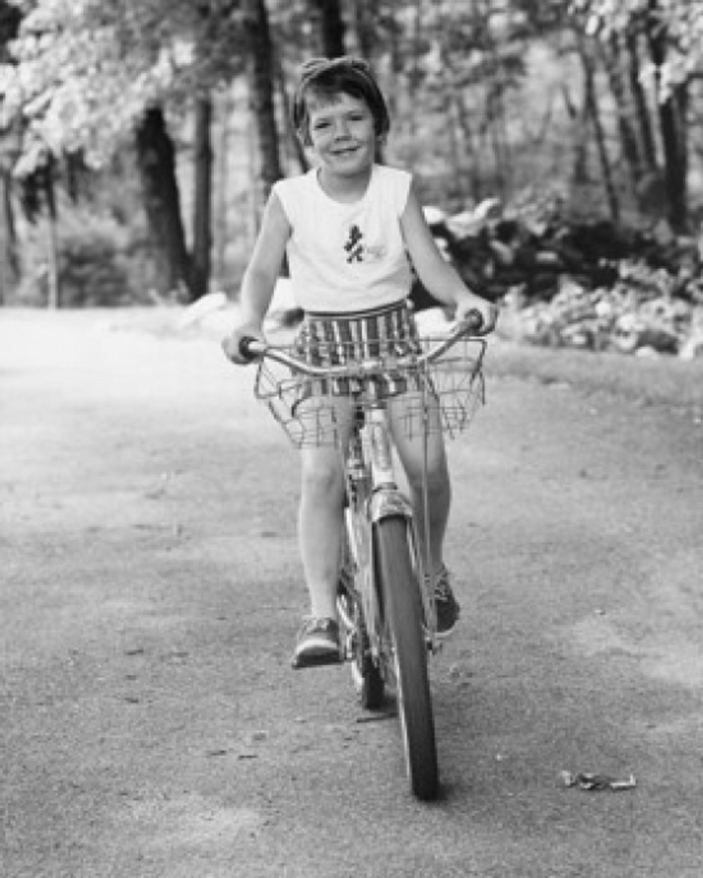 kids riding bikes black and white