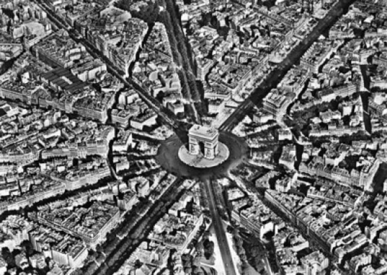 Aerial View Of Paris Street, View From Arc De Triomphe. Stock