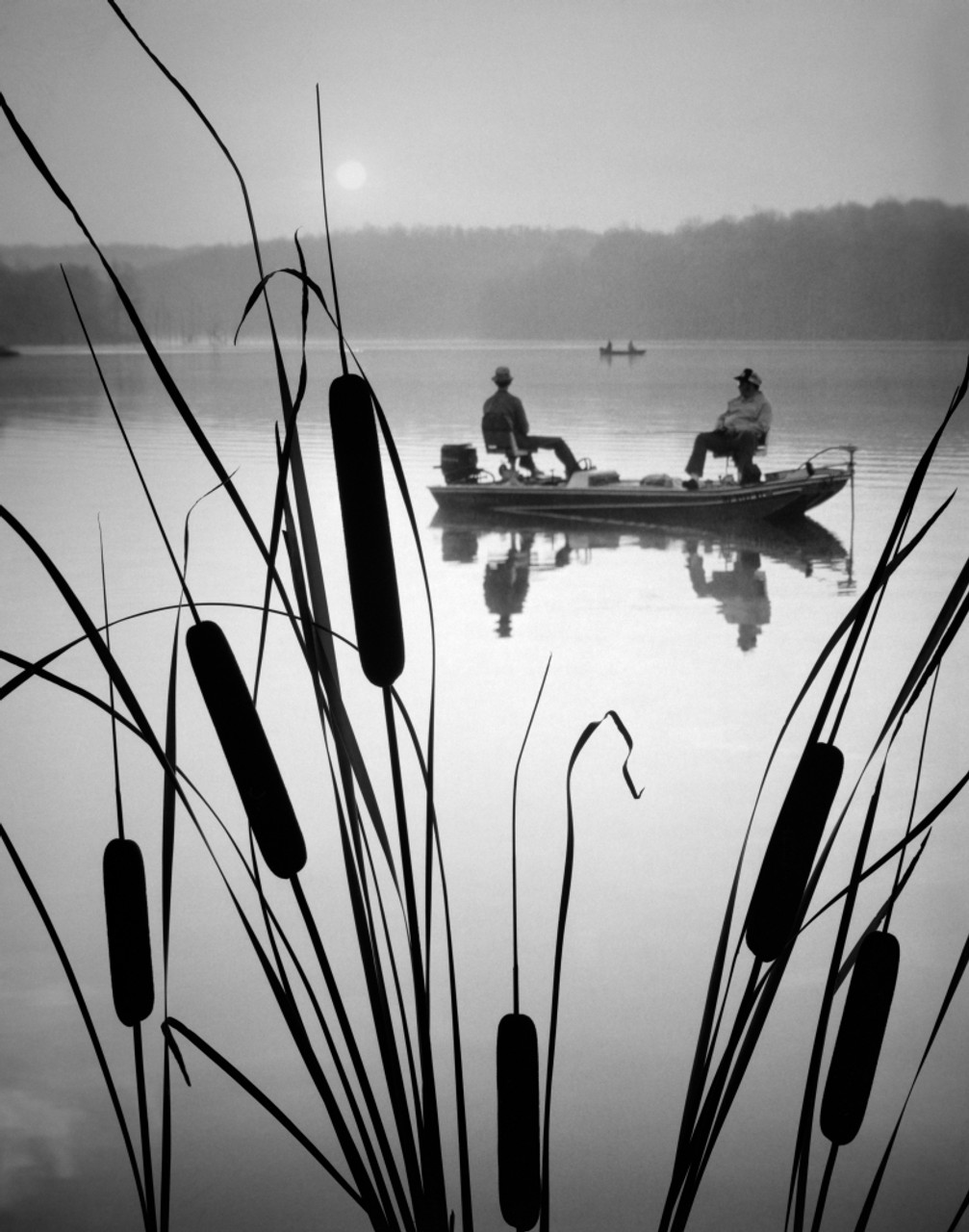 bass boat fisherman silhouette