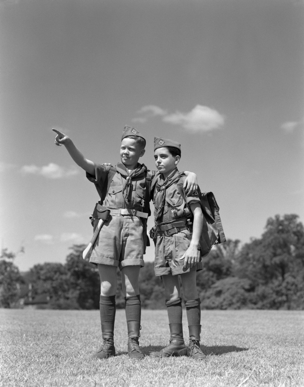 1950s Two Boy Scouts One Pointing Wearing Hiking Gear Uniforms Poster Print  By Vintage Collection (22 X 28) - Item # PPI177248LARGE